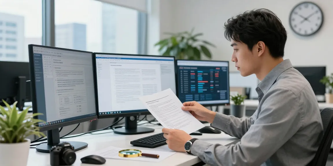 Document fraud detection analysis in a modern corporate office setup with professional examining documents.