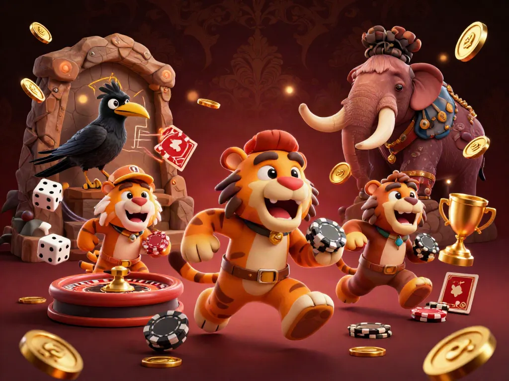 Play thrilling games at online roulette sites with clever characters in a dynamic casino scene.